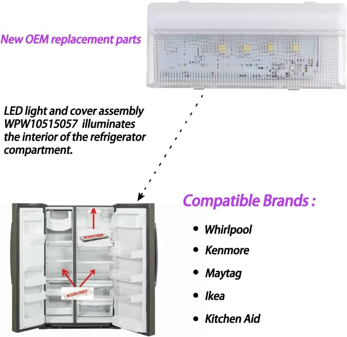 Luz LED Compatible con Refrigerador Whirlpool W10515057 - Imagen 4