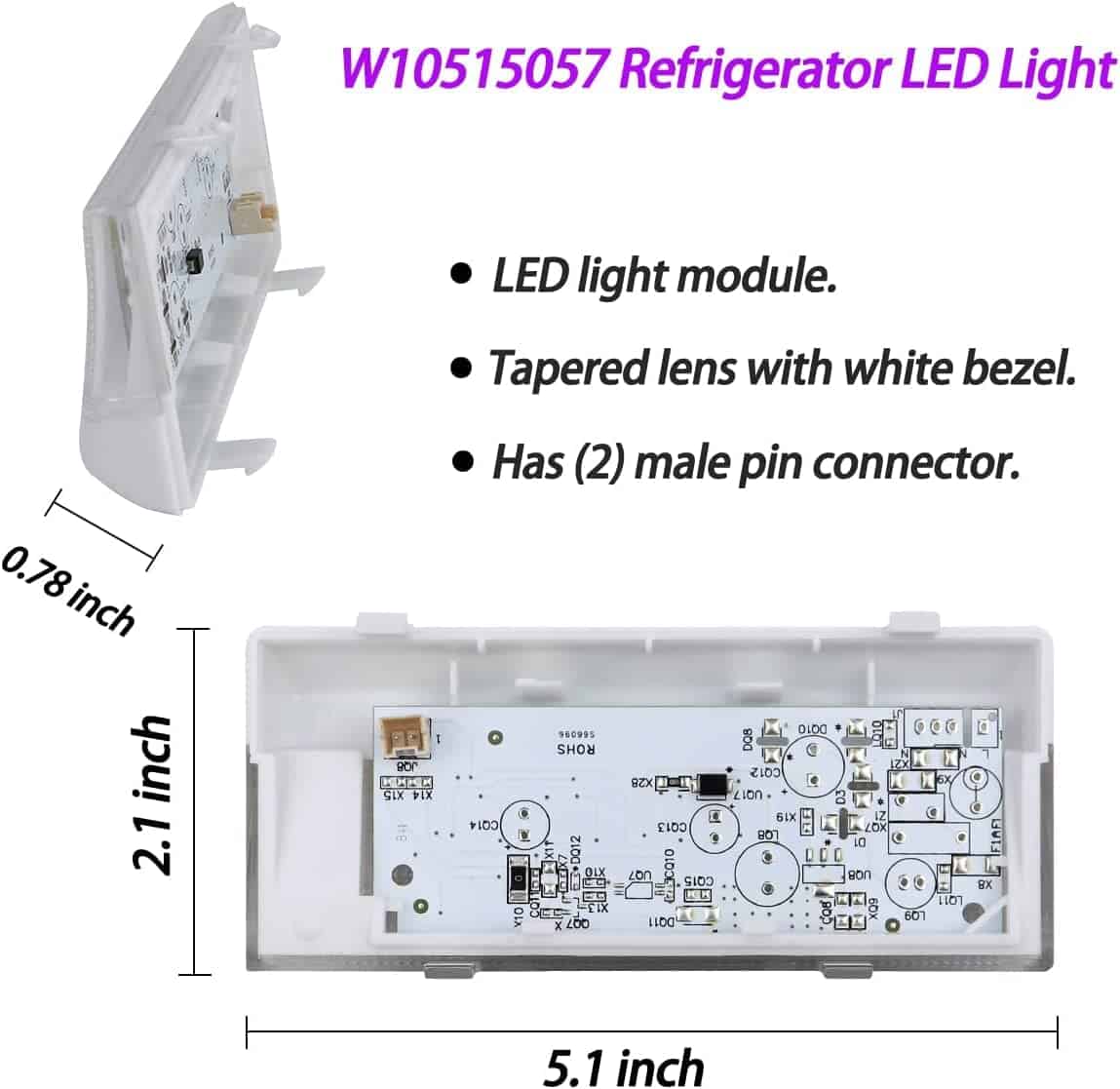 Luz LED Compatible con Refrigerador Whirlpool W10515057 - Imagen 3