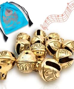 Paquete de 12 campanas de trineo vintage de latón pulido