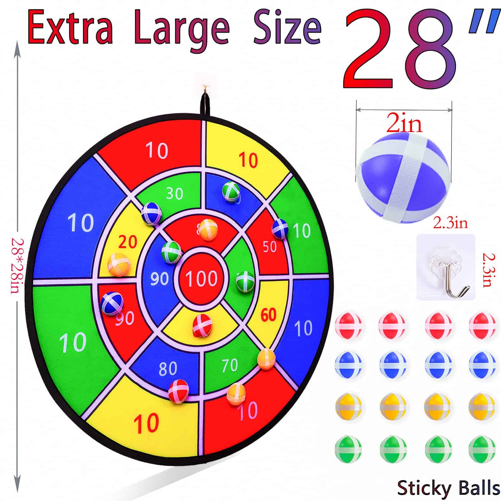 Tablero de Dardos de 28" para Niños, Gran Tablero de Dardos - Imagen 3