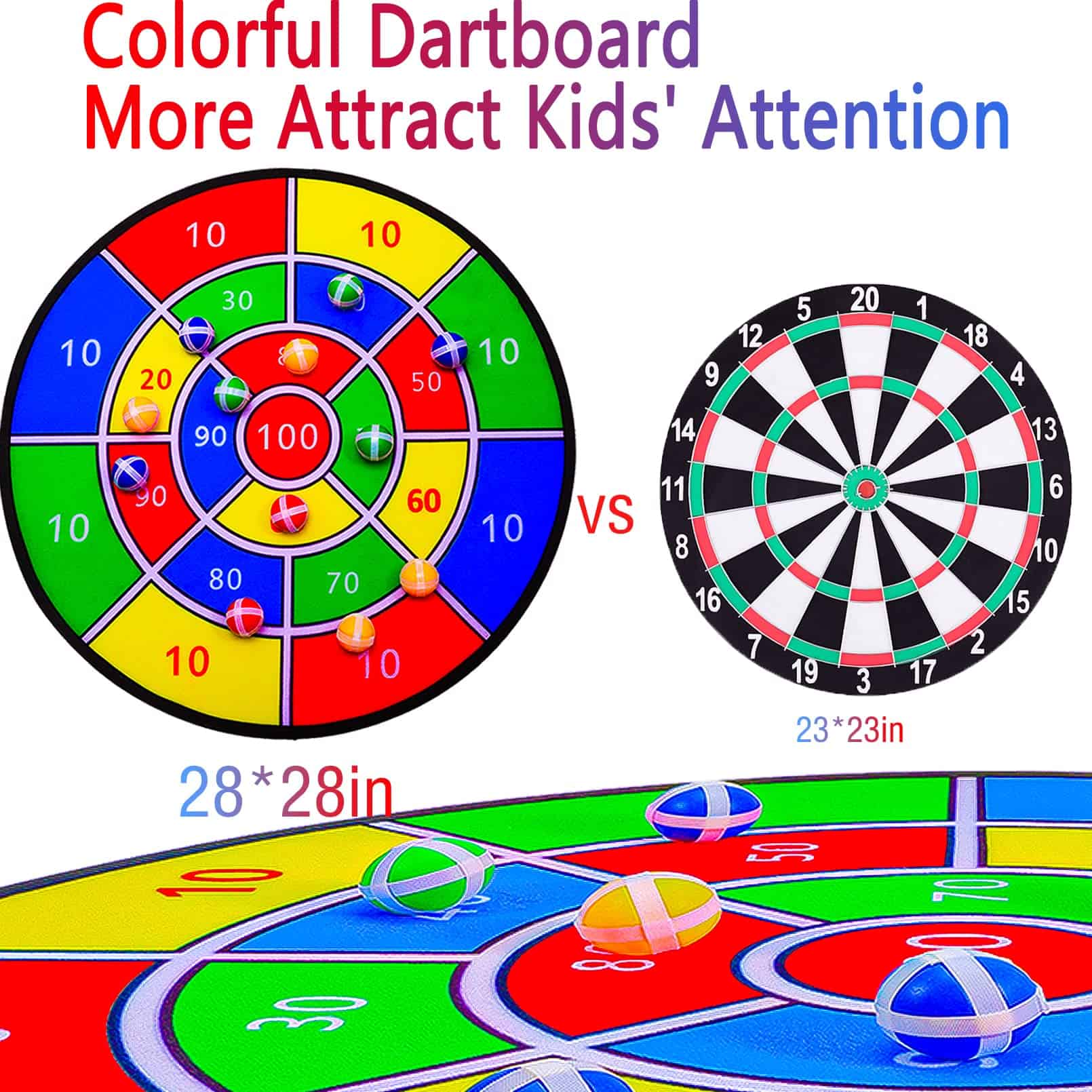 Tablero de Dardos de 28" para Niños, Gran Tablero de Dardos - Imagen 6