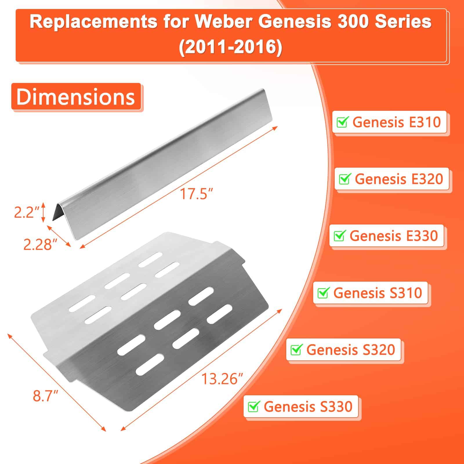 Piezas de Parrilla para Weber Genesis 300 Series, 17.5" - Imagen 3
