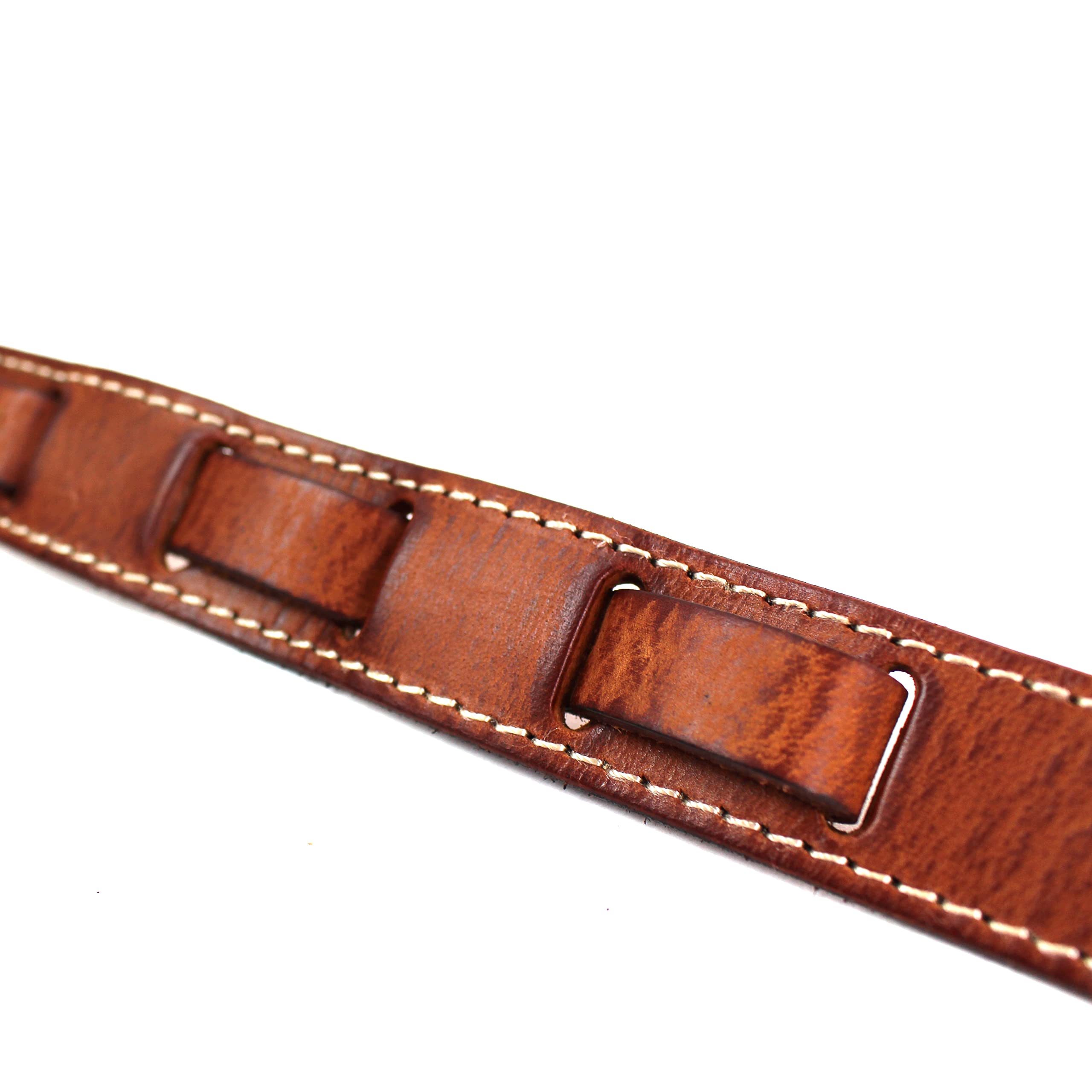 Correa de cuero grueso de grano premium en color silla de - Imagen 8