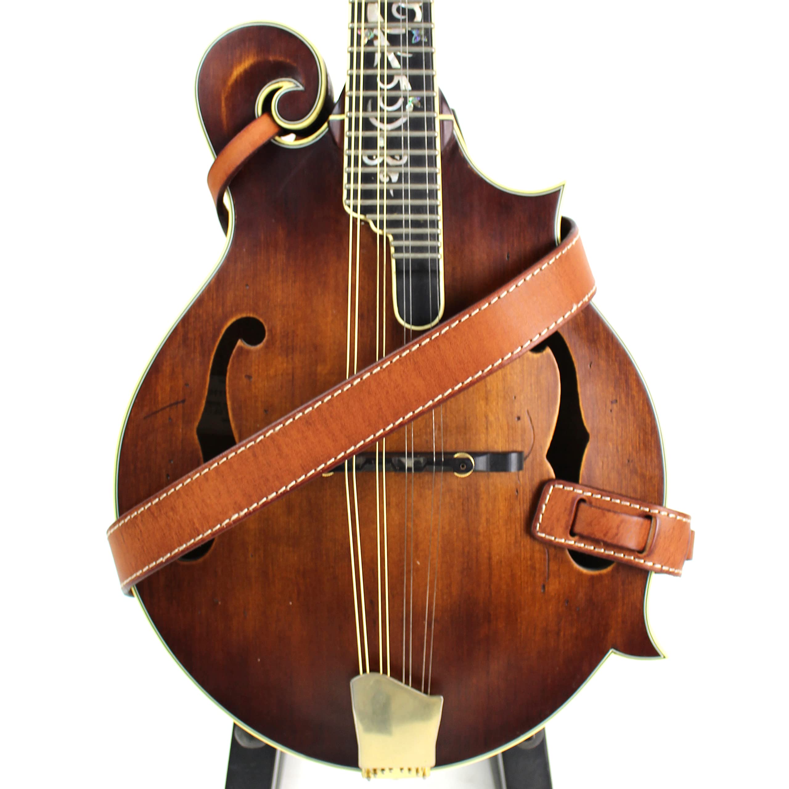 Correa de cuero grueso de grano premium en color silla de - Imagen 3