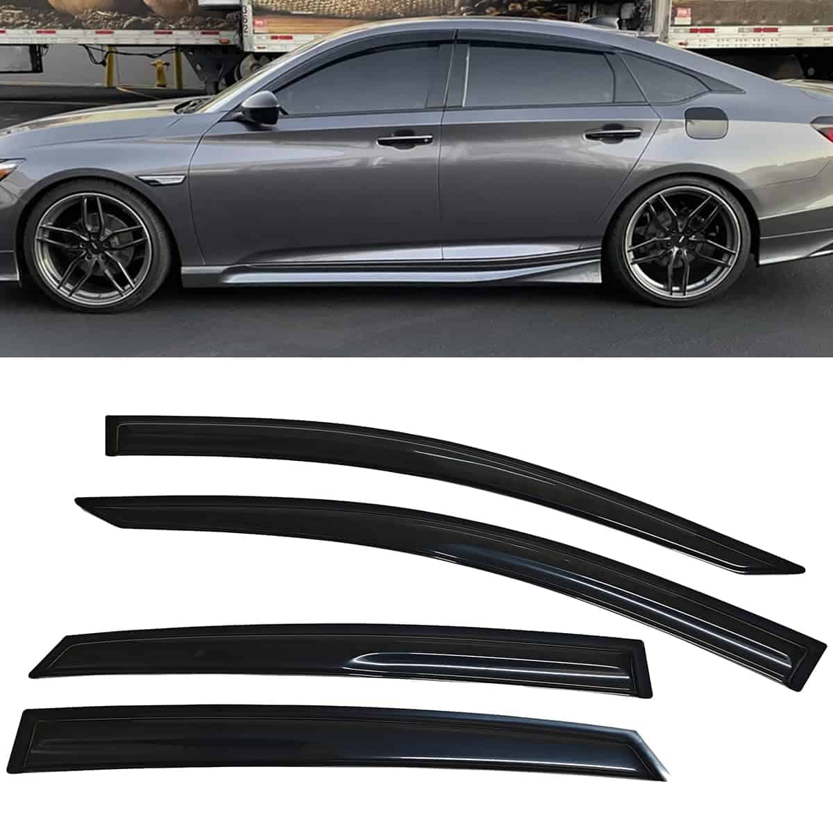 Deflector de ventanas ahumado para sol y lluvia, protector