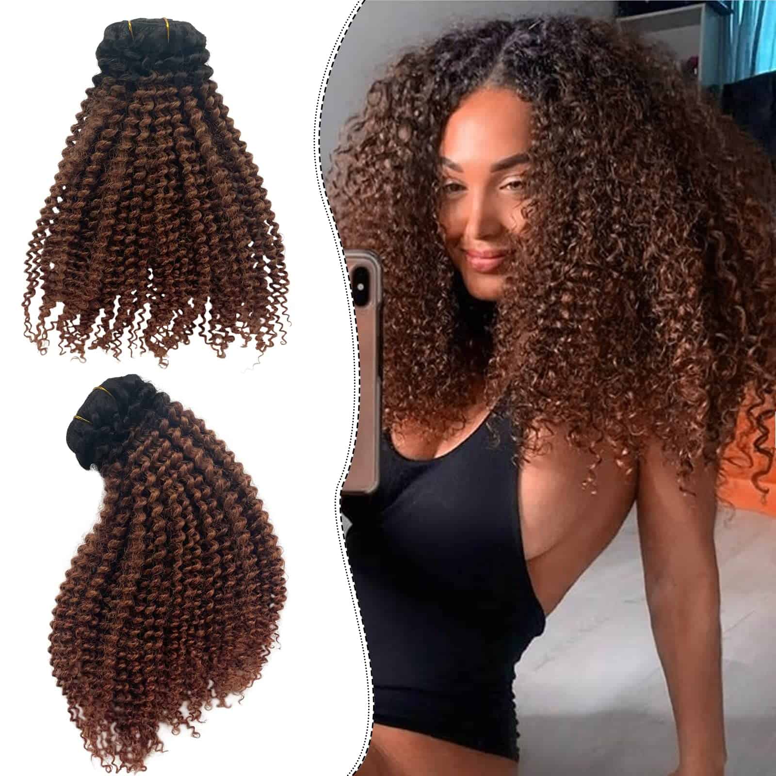 Extensiones de Cabello Rizado OiMiGO, Cabello Humano 3C 4A