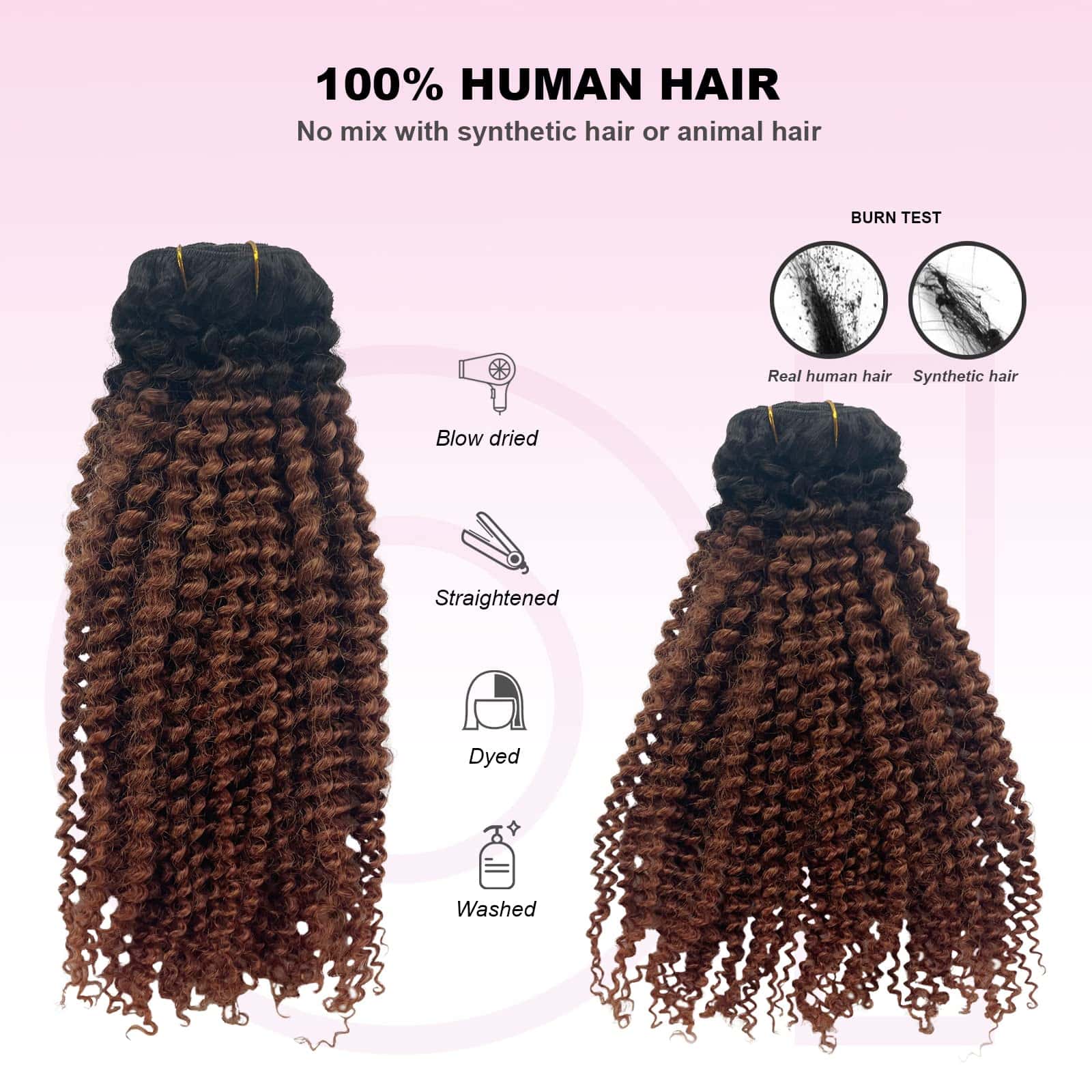 Extensiones de Cabello Rizado OiMiGO, Cabello Humano 3C 4A - Imagen 3