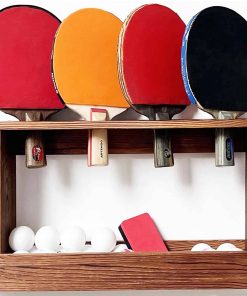 Soporte para Raquetas de Ping Pong y Pelotas de Madera
