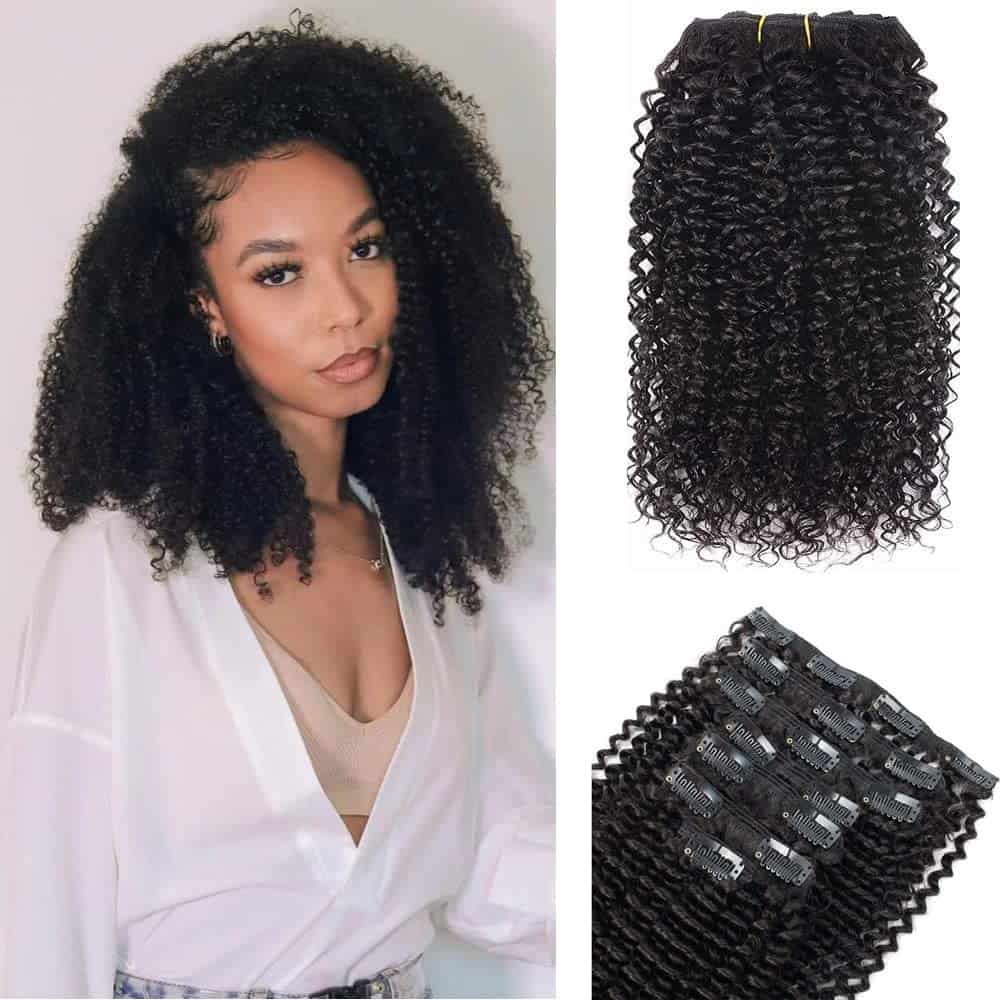 Extensiones de Cabello Rizado Afro Kinky Curly Clip in