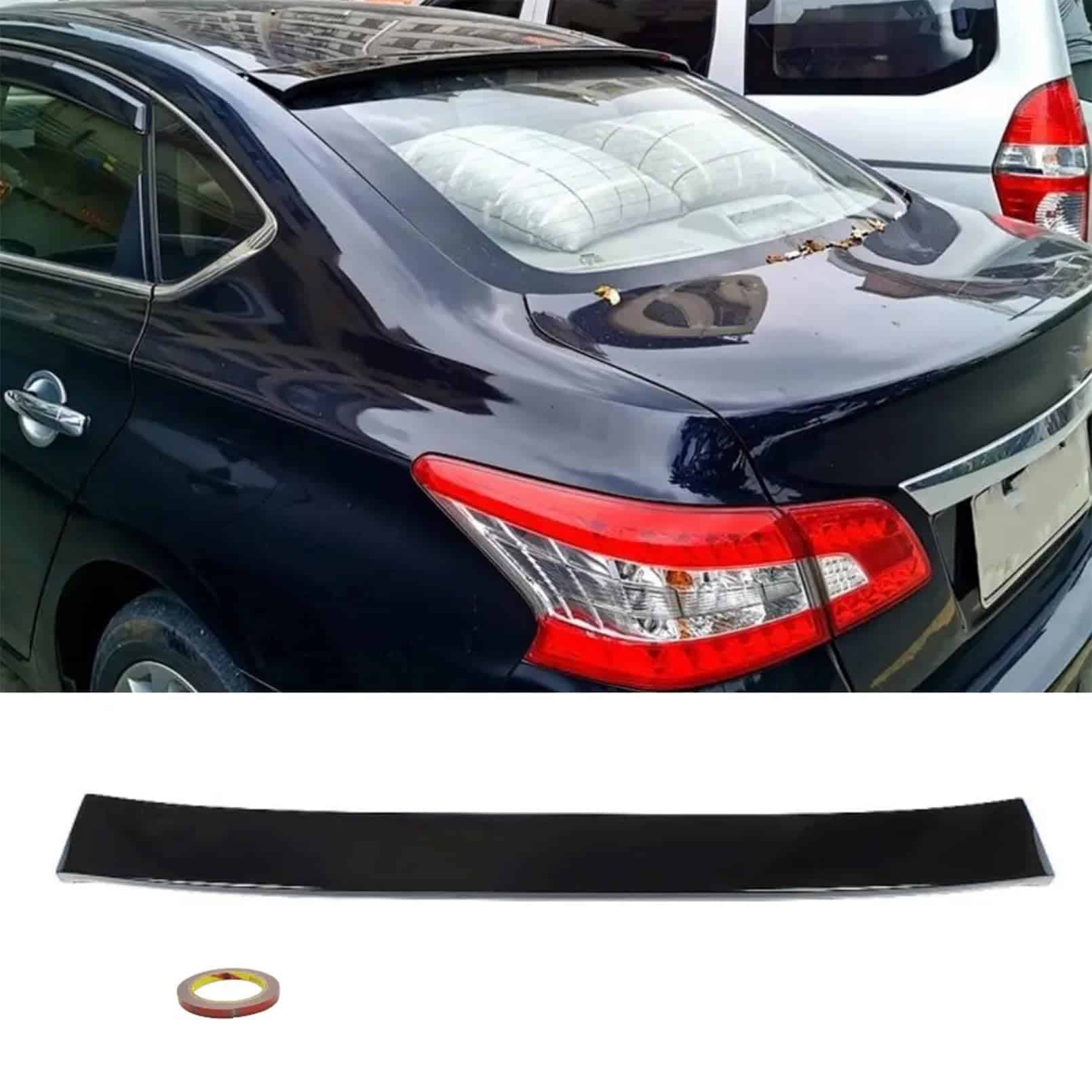 Alerón de Labio de Techo de Ventana Trasera Brillante Negro