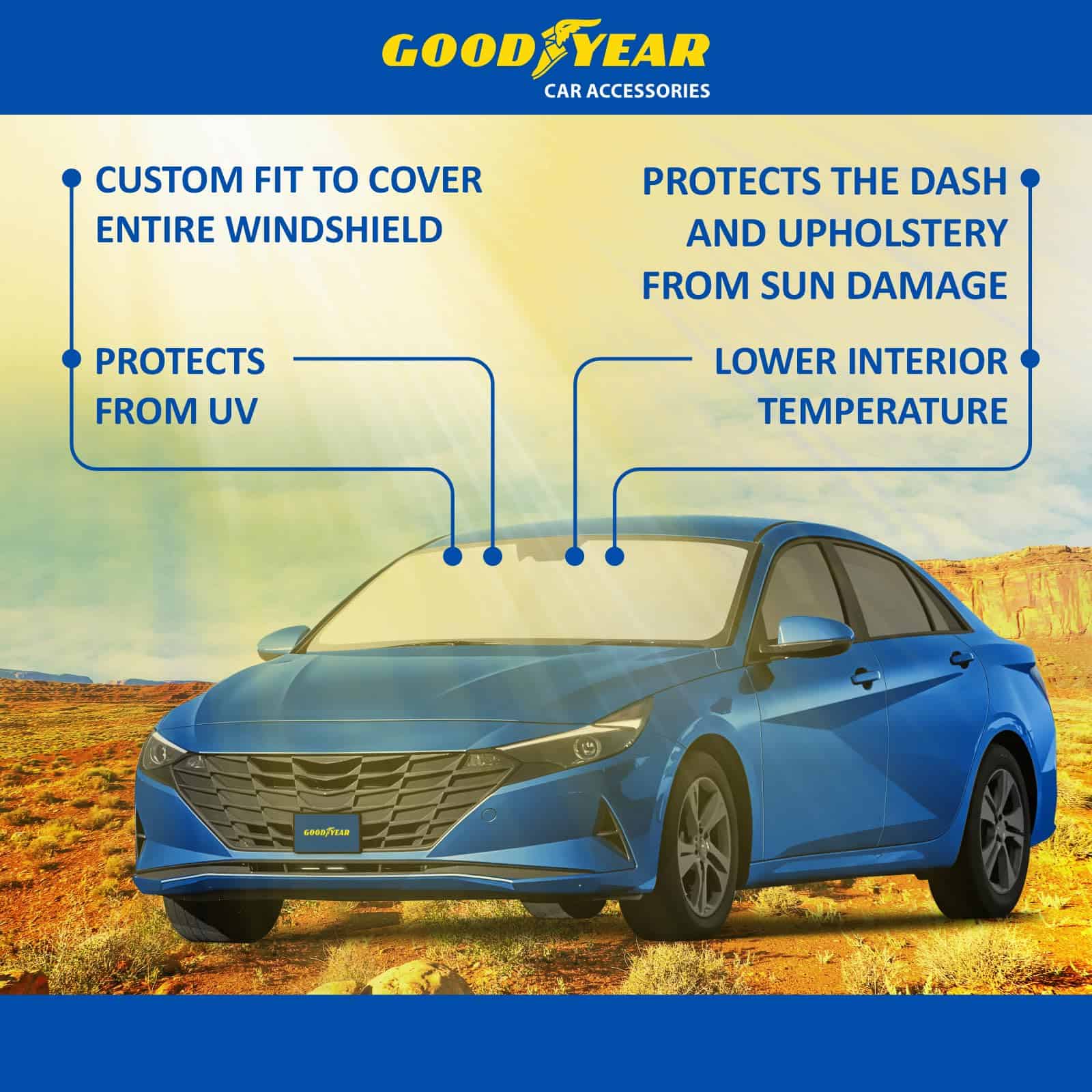 Cubierta para parabrisas plegable Goodyear -Negro-Plata - Imagen 7