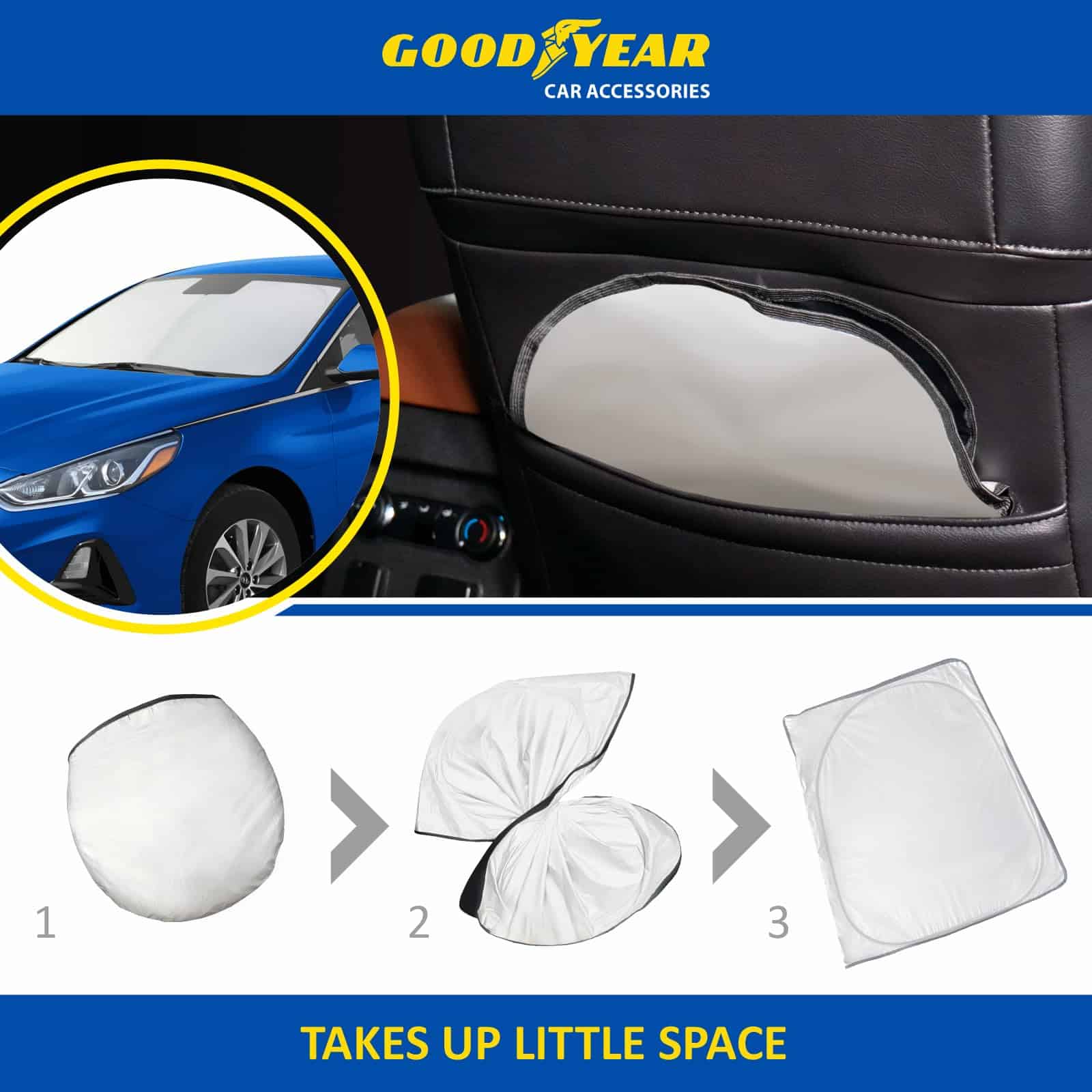 Cubierta de Parabrisas Plegable Goodyear -Negro-Plata - Imagen 5