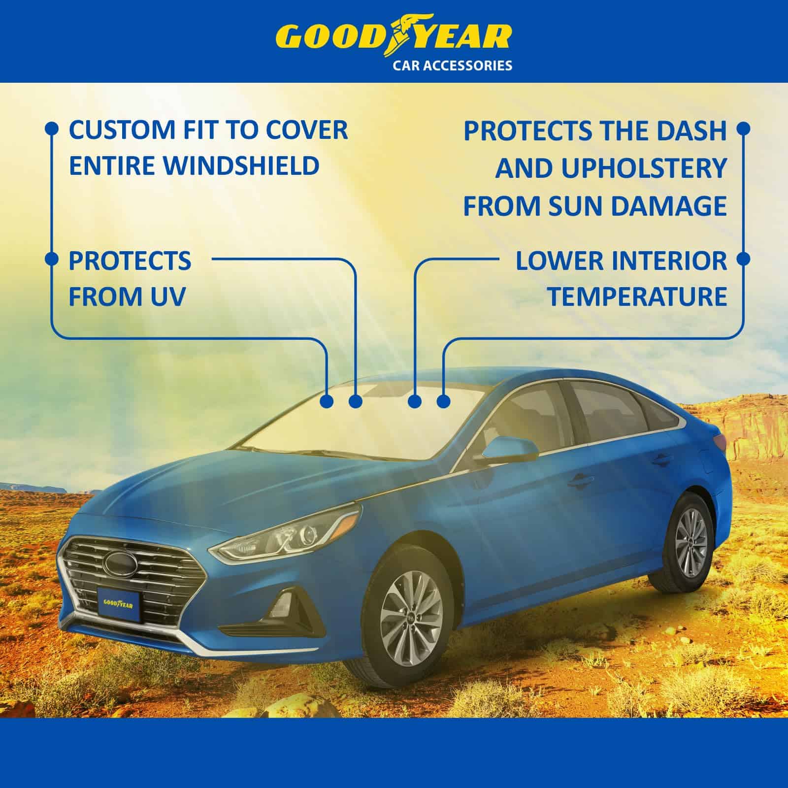 Cubierta de Parabrisas Plegable Goodyear -Negro-Plata - Imagen 7