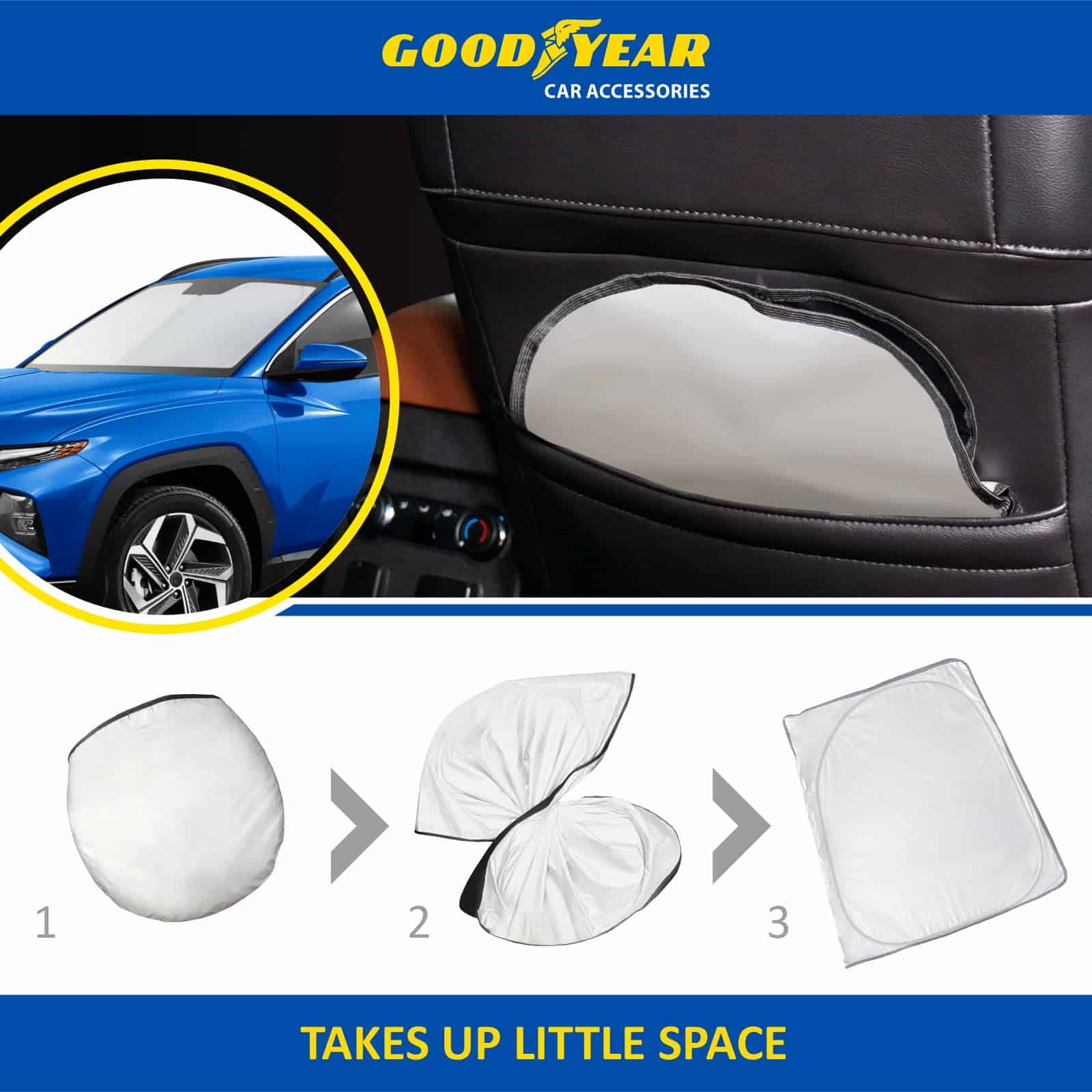 Cubierta de parabrisas plegable Goodyear -Negro-Plata - Imagen 6