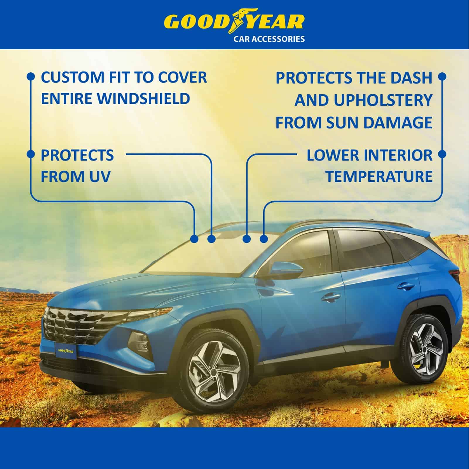 Cubierta de parabrisas plegable Goodyear -Negro-Plata - Imagen 8