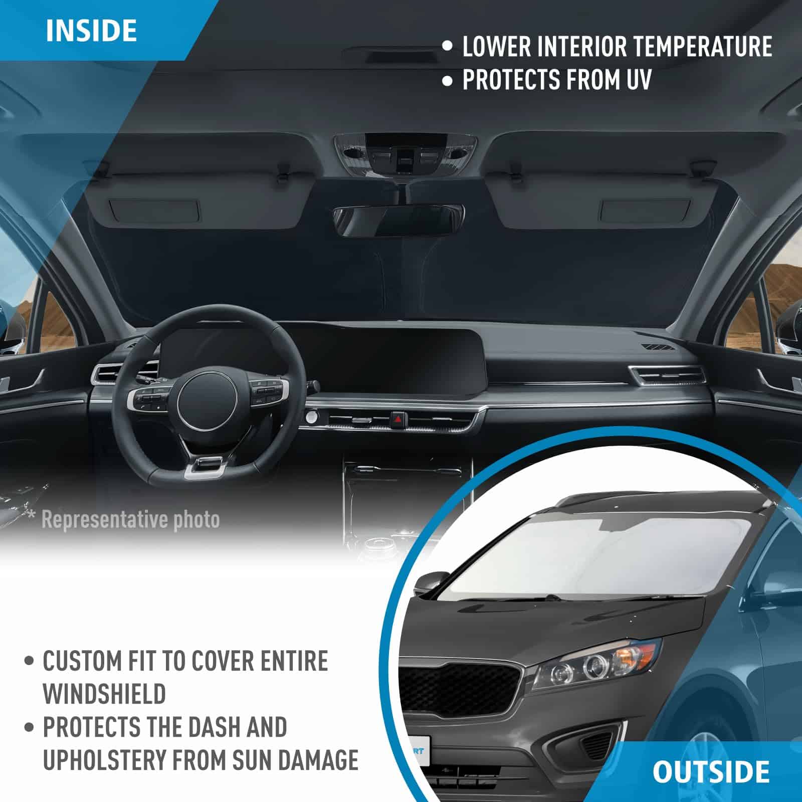 CLIM ART Parasol para parabrisas de Kia Sorento 2016-2020, - Imagen 6