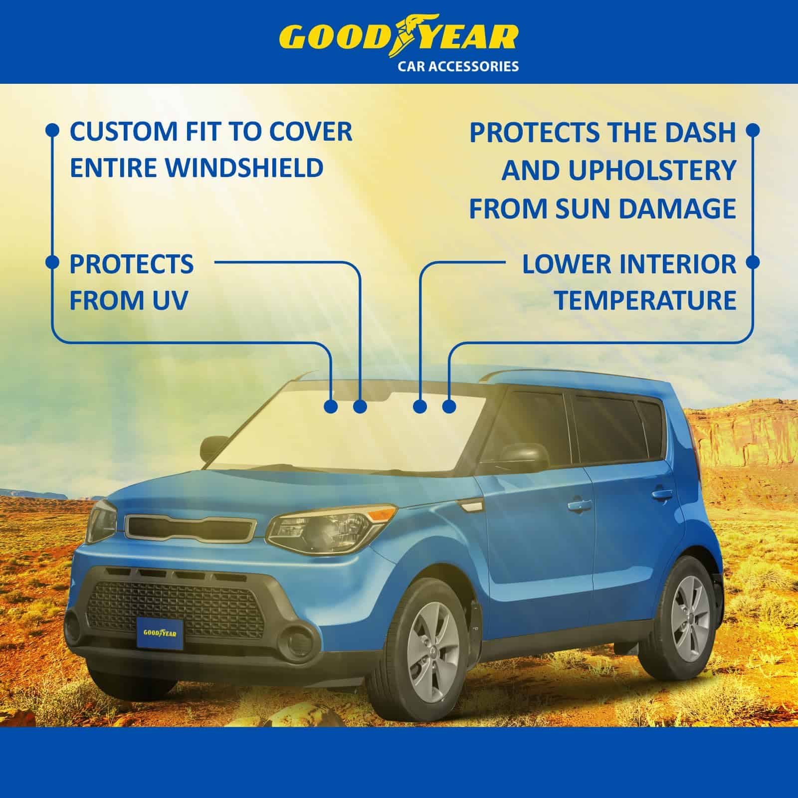 Cubierta de parabrisas plegable Goodyear -Negro-Plata - Imagen 7