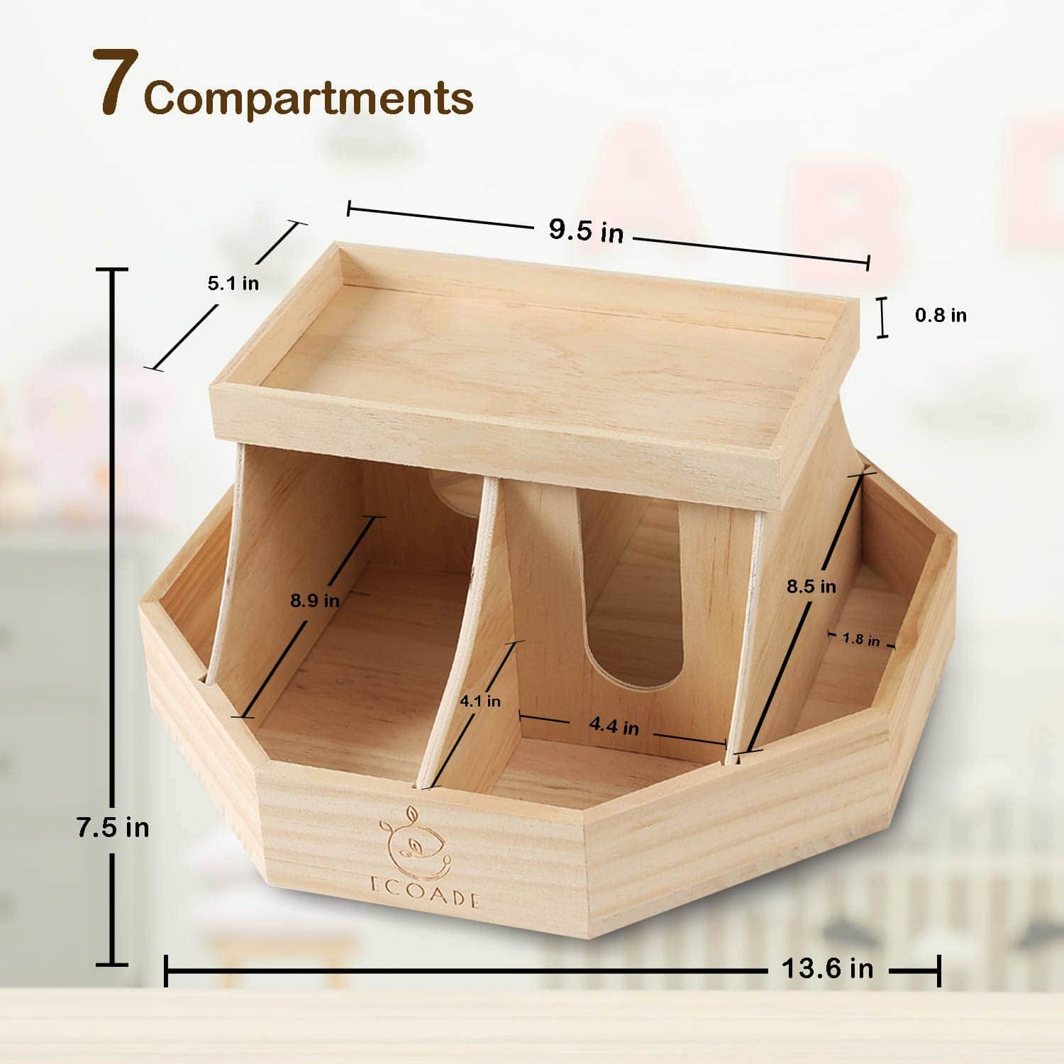 Organizador de Pañales ECOADE de Madera - Caddy Giratorio - Imagen 4