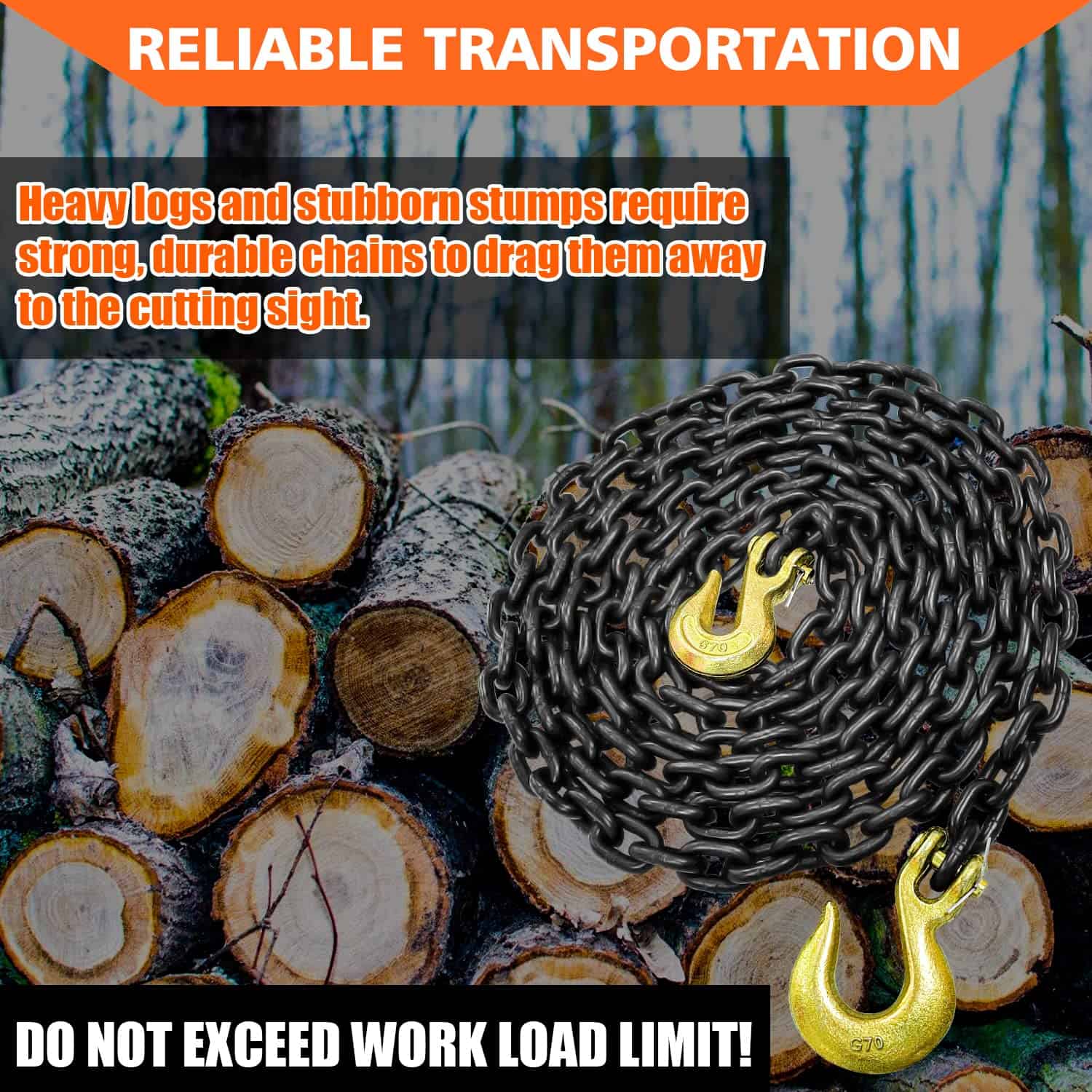 Cadena de registro de grado 80 YATOINTO 5/16'' X 14 pies - Imagen 3