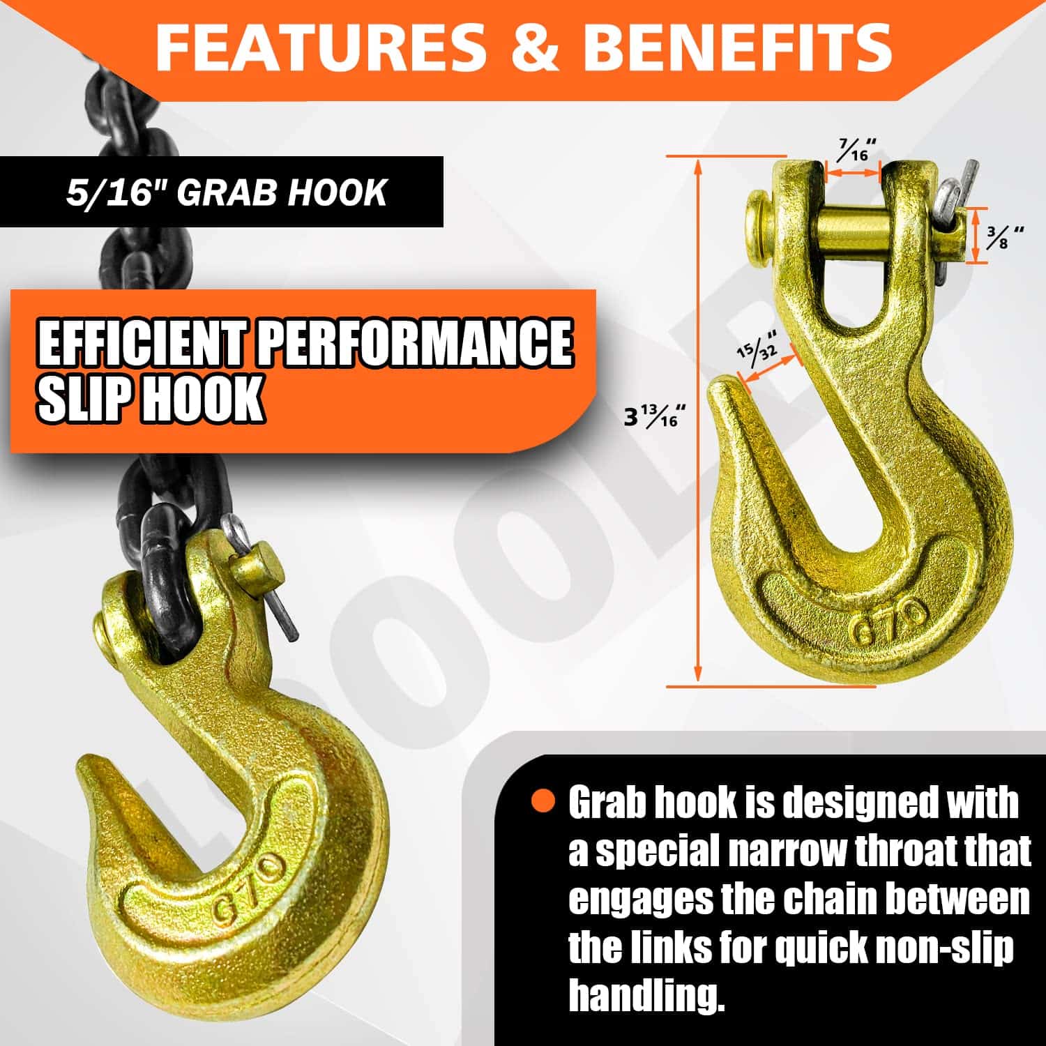 Cadena de registro de grado 80 YATOINTO 5/16'' X 14 pies - Imagen 5