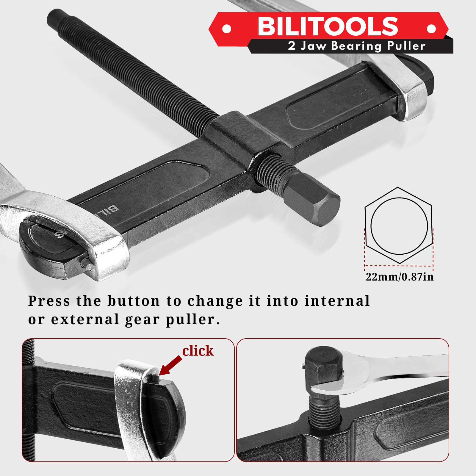 BILITOOLS 10" 2-Jaw Gear Puller, Interno Externo para la - Imagen 7