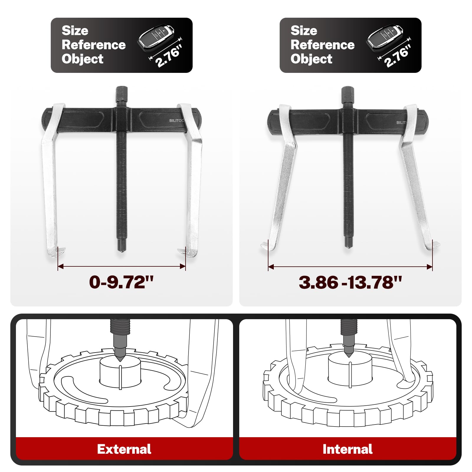 BILITOOLS 10" 2-Jaw Gear Puller, Interno Externo para la - Imagen 3