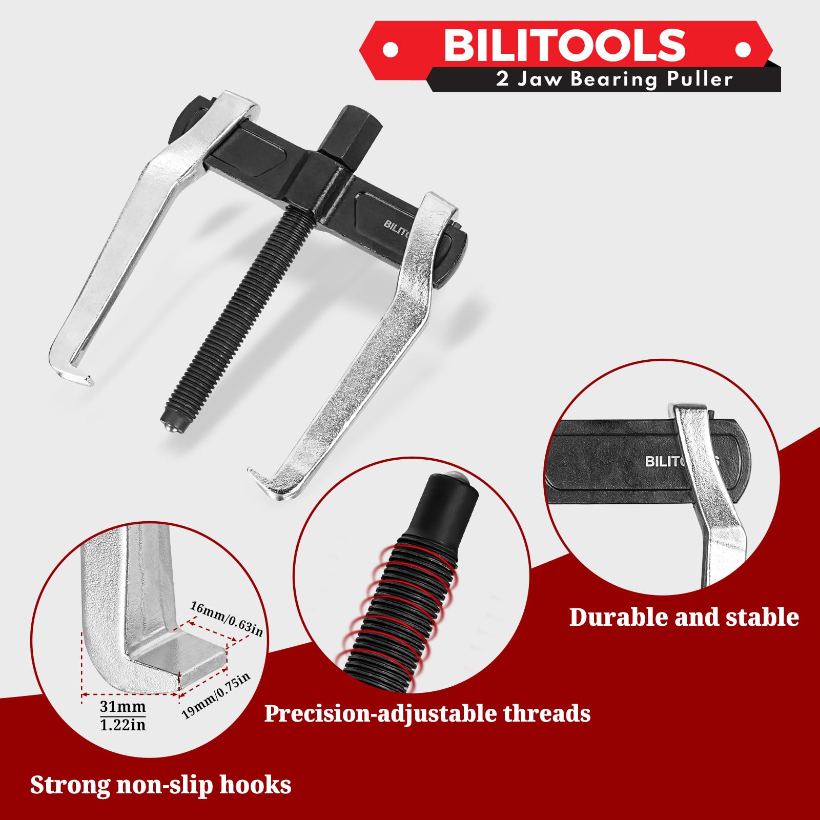 BILITOOLS 10" 2-Jaw Gear Puller, Interno Externo para la - Imagen 8