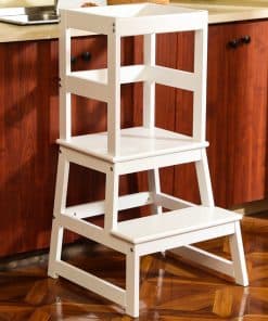 Taburete de paso para cocina para niños con barandilla de