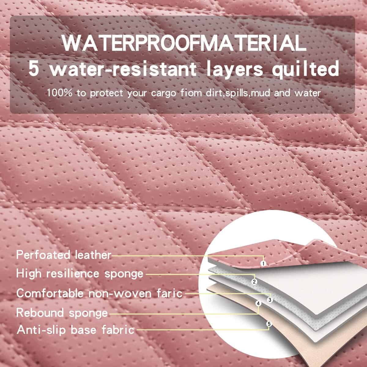 Fundas de Asiento de Cuero de Lujo NUNIVAK en Rosa, Juego - Imagen 7