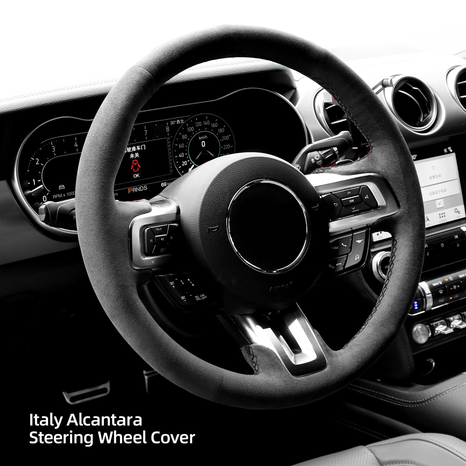 Cubierta de volante para automóvil Alfanxi cosida a mano en - Imagen 3