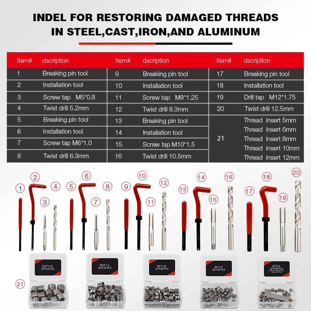 Kit de Reparación de Roscas Pikwo 338Pc, Kit de Reparación - Imagen 4