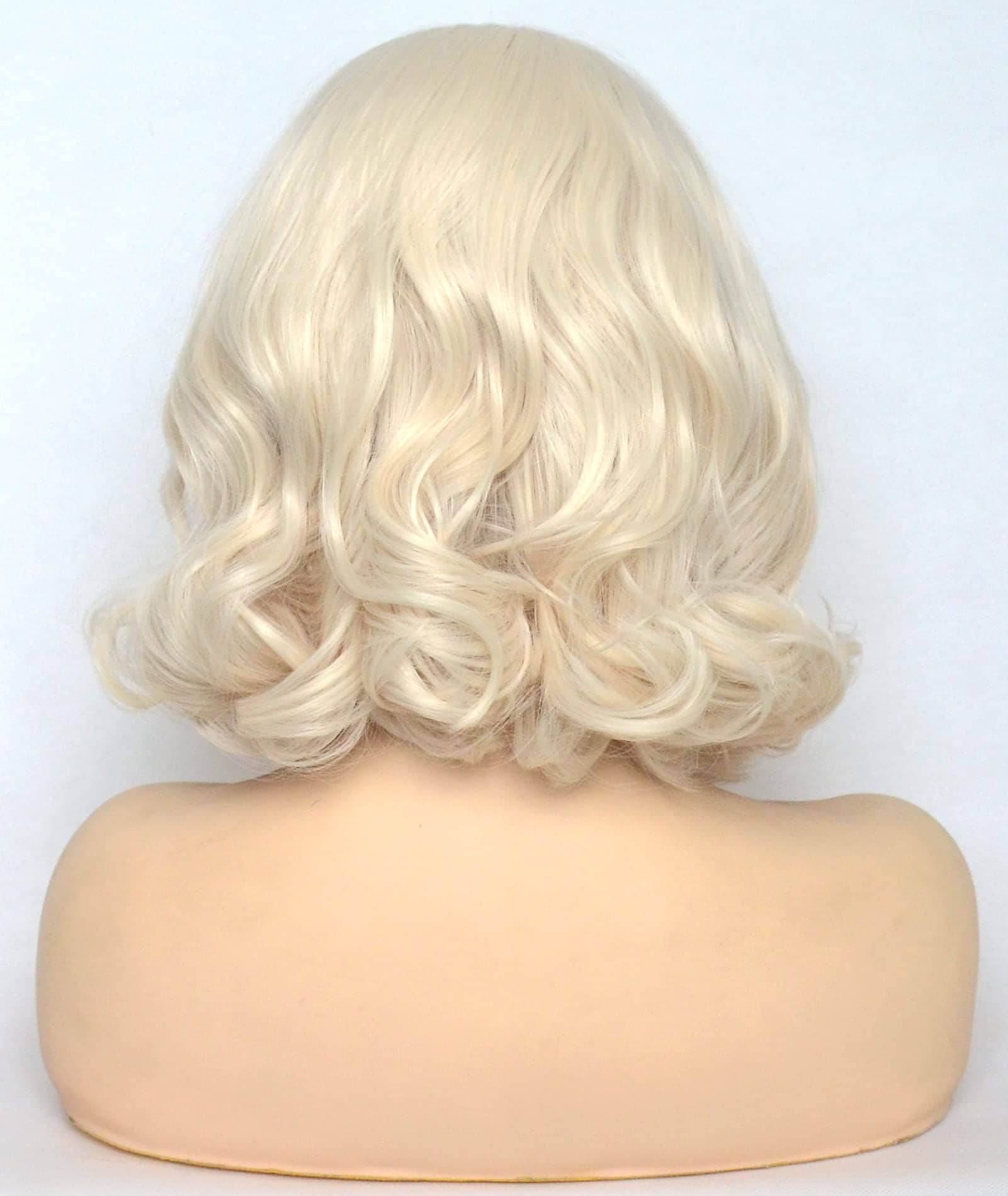 Peluca rubia platino BLUPLE estilo bob corto rizado 60# - Imagen 5