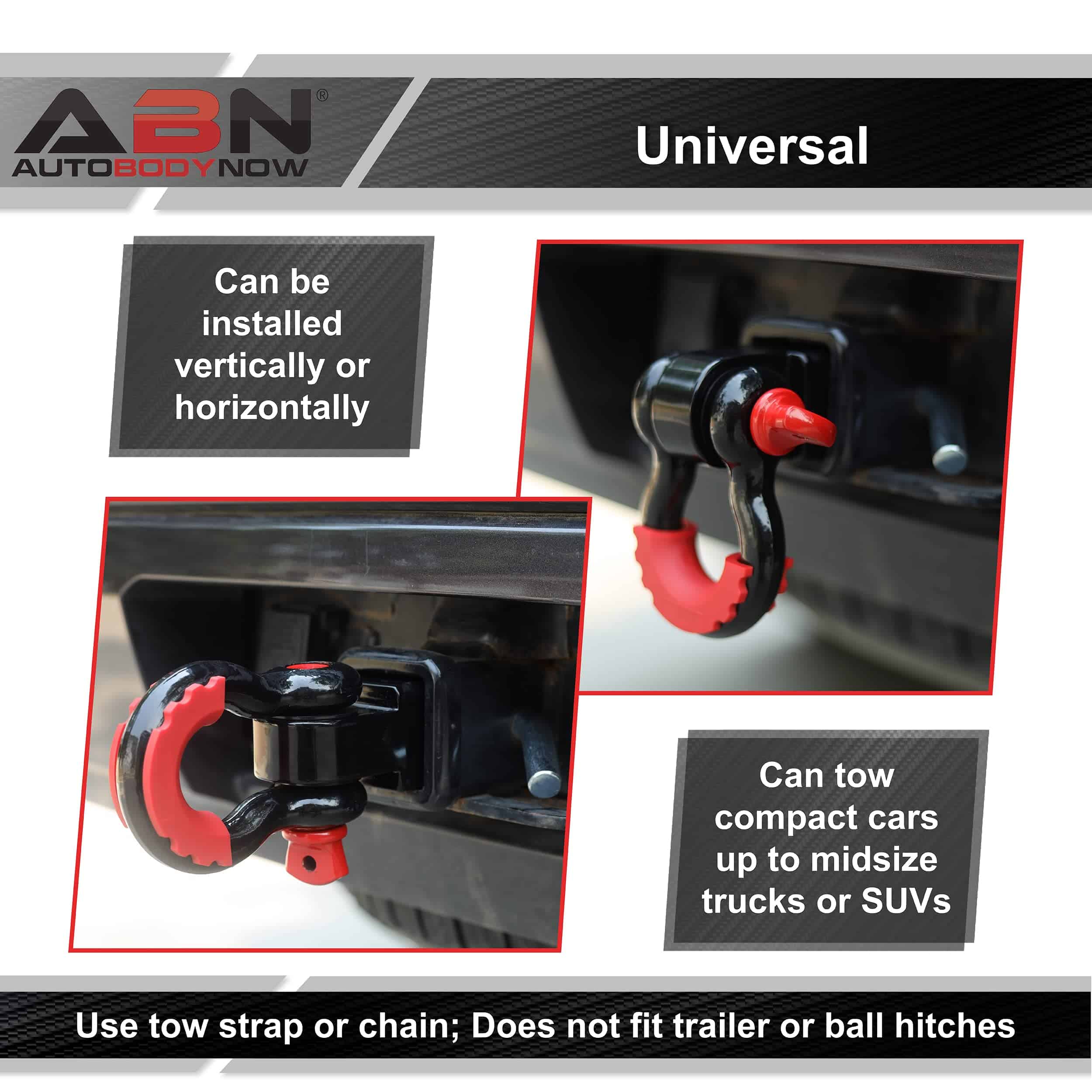 ABN Hitch Shackle 2 Inch Receiver D Ring for Towing - - Imagen 4