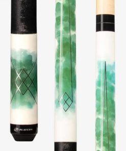 Players C-989 Pool Cue, Blanco Perla/Verde, Punta de Cuero