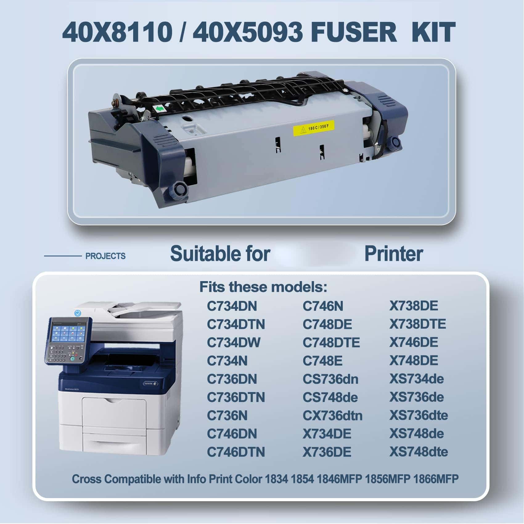 Unidad de fusor 40X8110 40X5093 para C734 C736 C746 C748 - Imagen 3