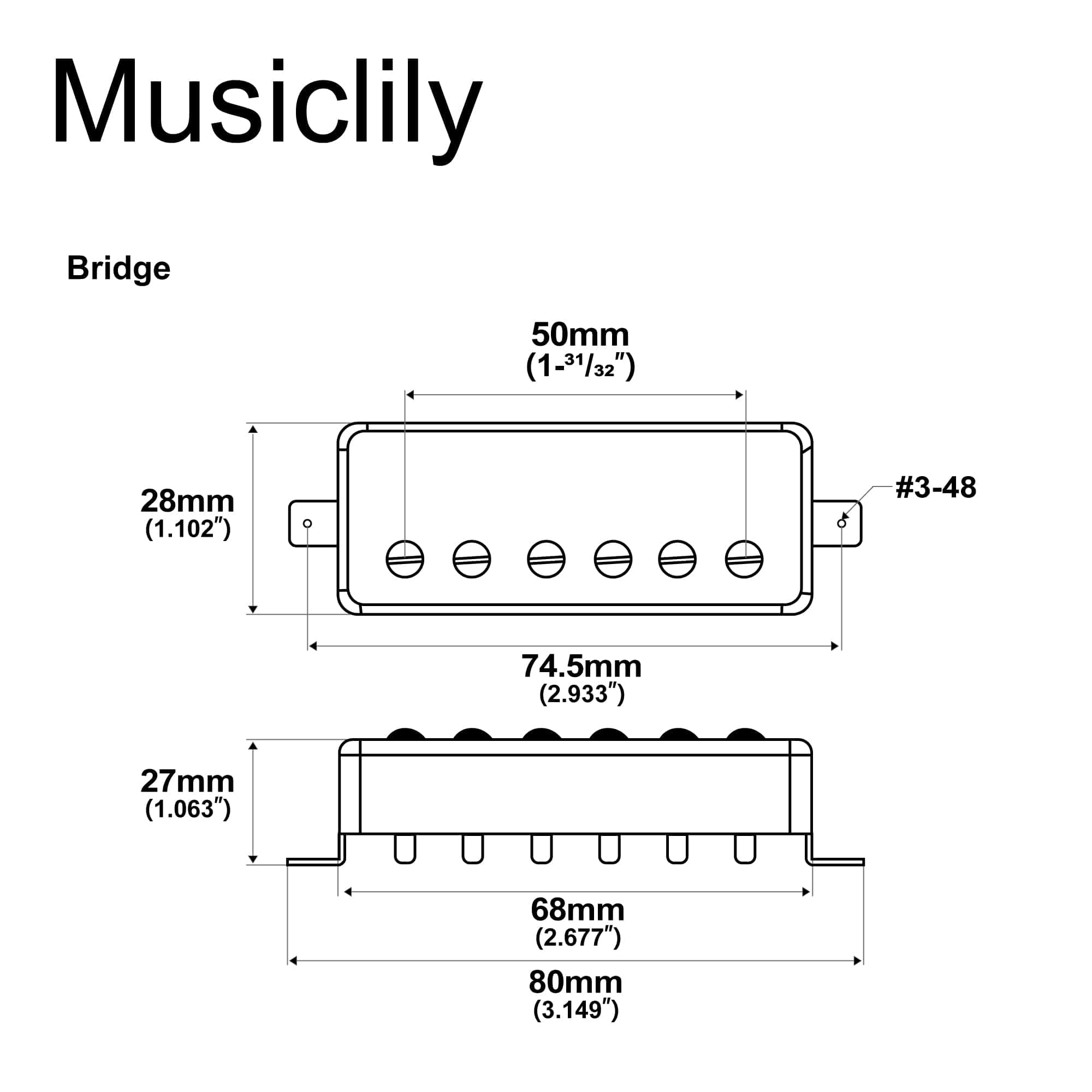 Pastilla de puente de guitarra eléctrica mini humbucker - Imagen 3