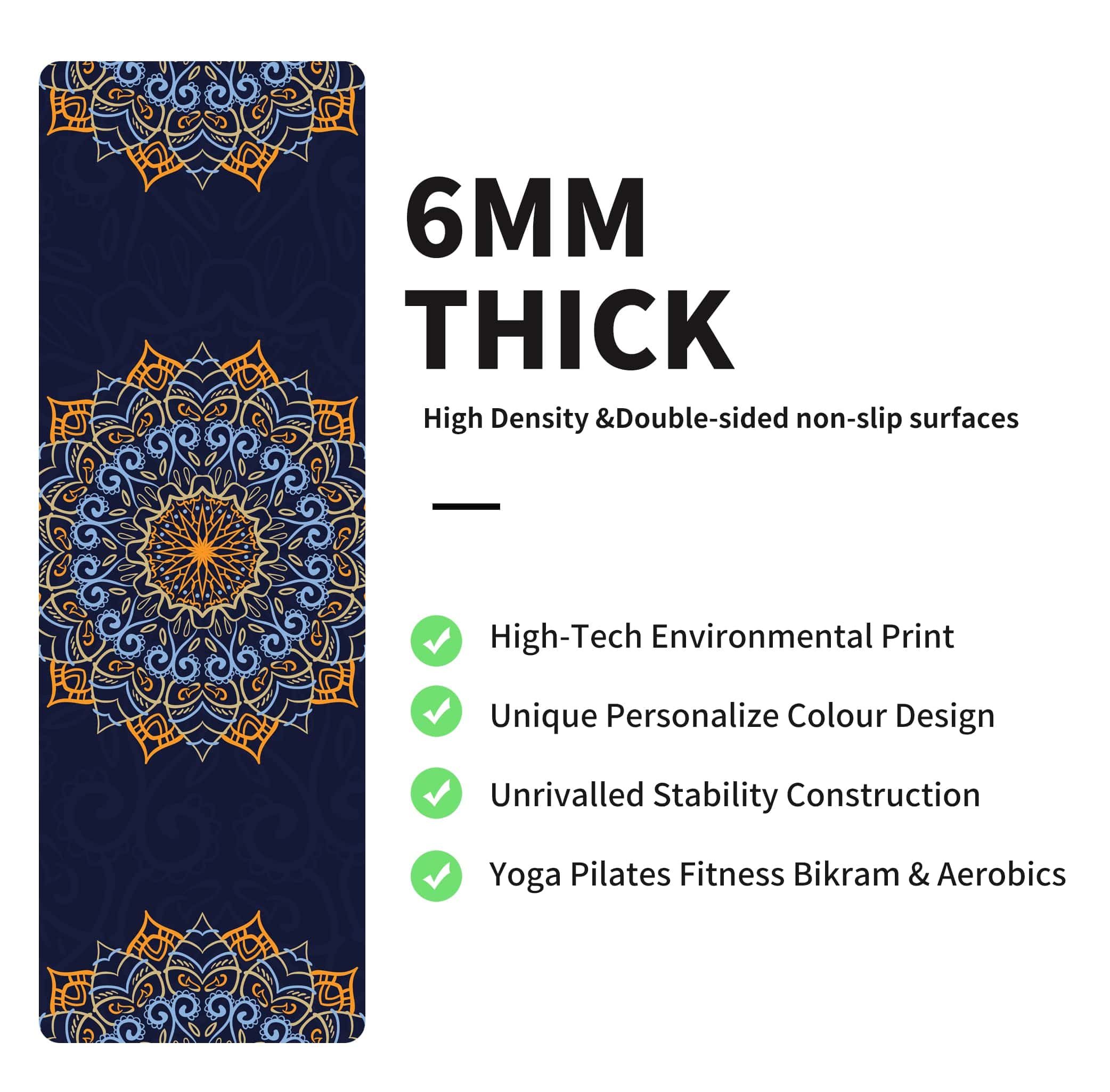Tapete de Yoga Print Extra Grueso de TPE antideslizante - Imagen 5