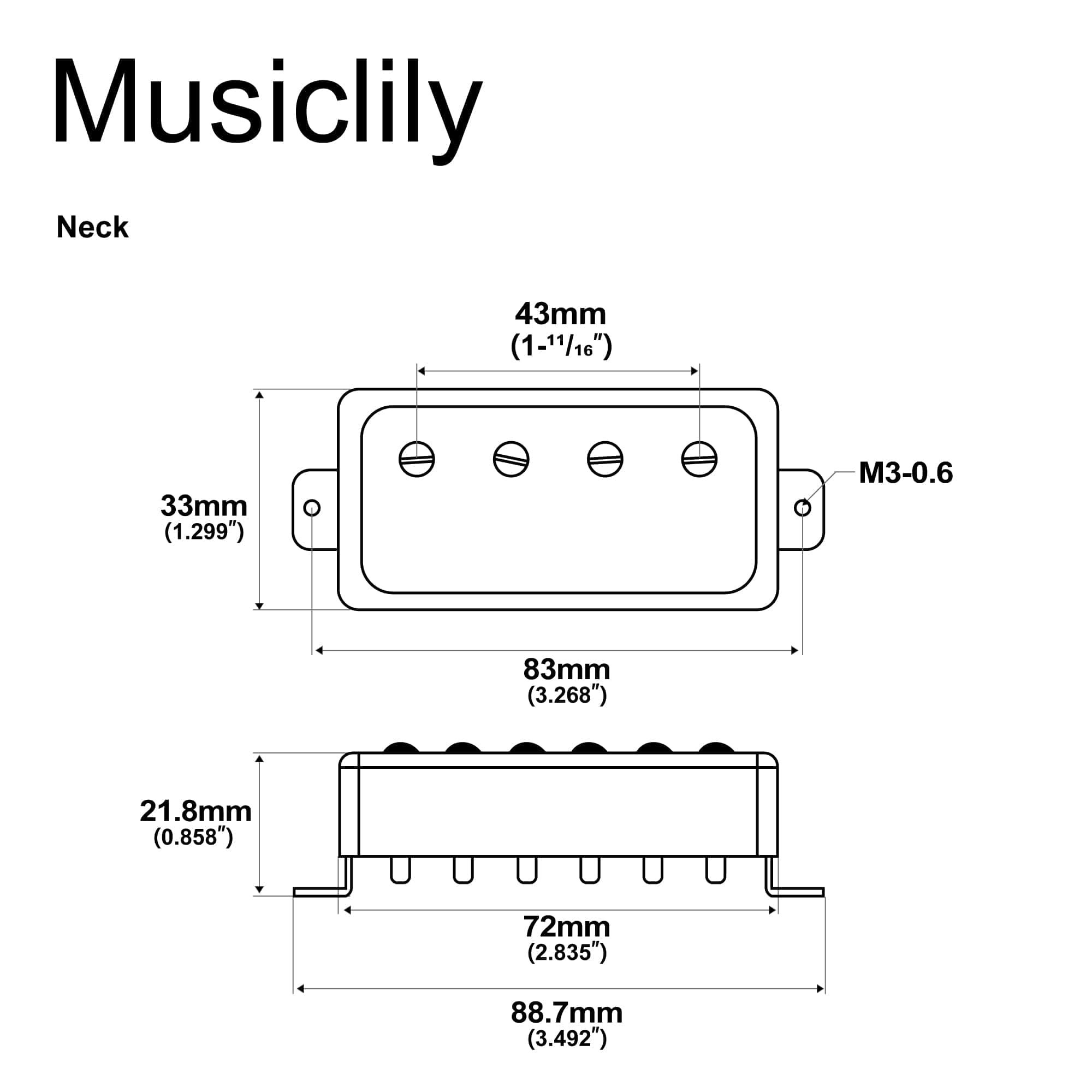 Pastilla de mástil cubierta Artec MVBA4 Alnico 5 Humbucker - Imagen 3