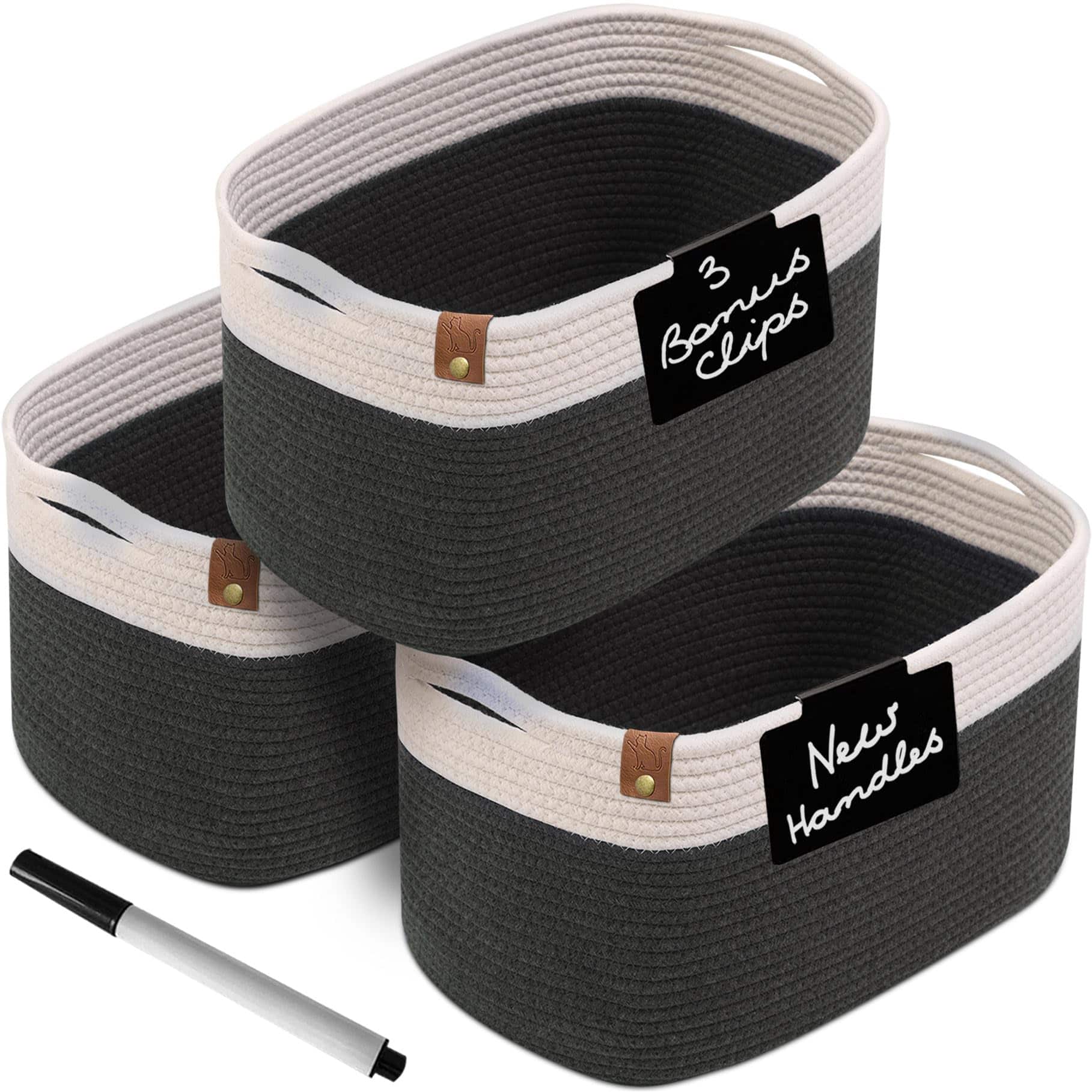 Canastos de Cuerda de Algodón CHAT BLANC para -Blanco Crema