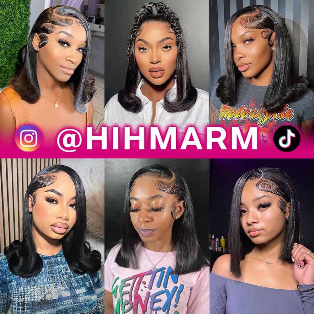 Peluca Bob de Cabello Humano HUIWANYAN 13x4 HD Lace Front - Imagen 7