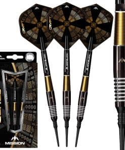 Dardos de Punta Suave Mision Crypt Negro y Oro PVD 21 g