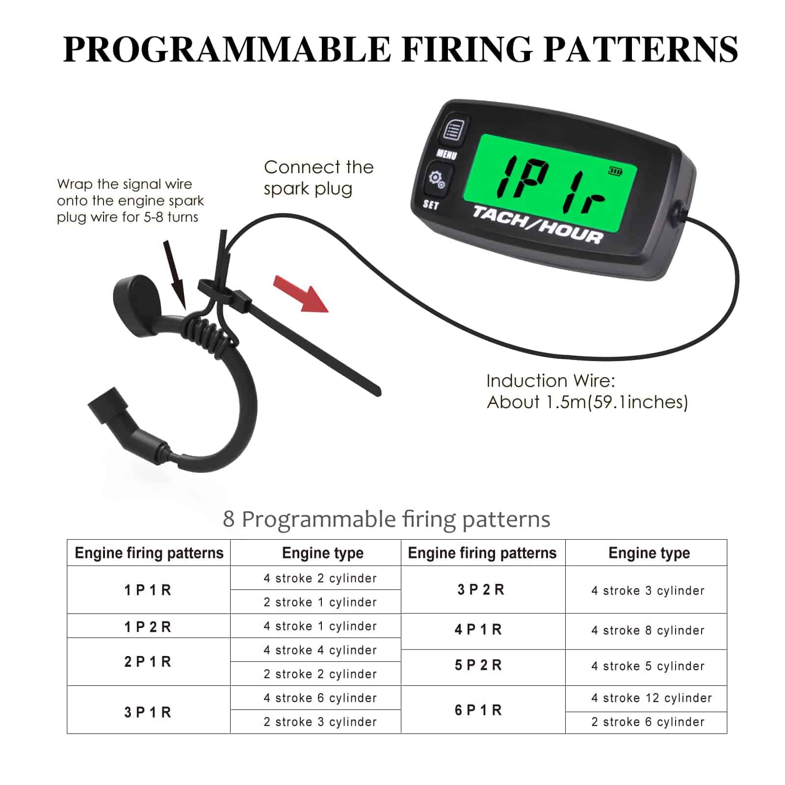 Tacómetro digital de inducción autónomo Jayron 2 Piezas - Imagen 5