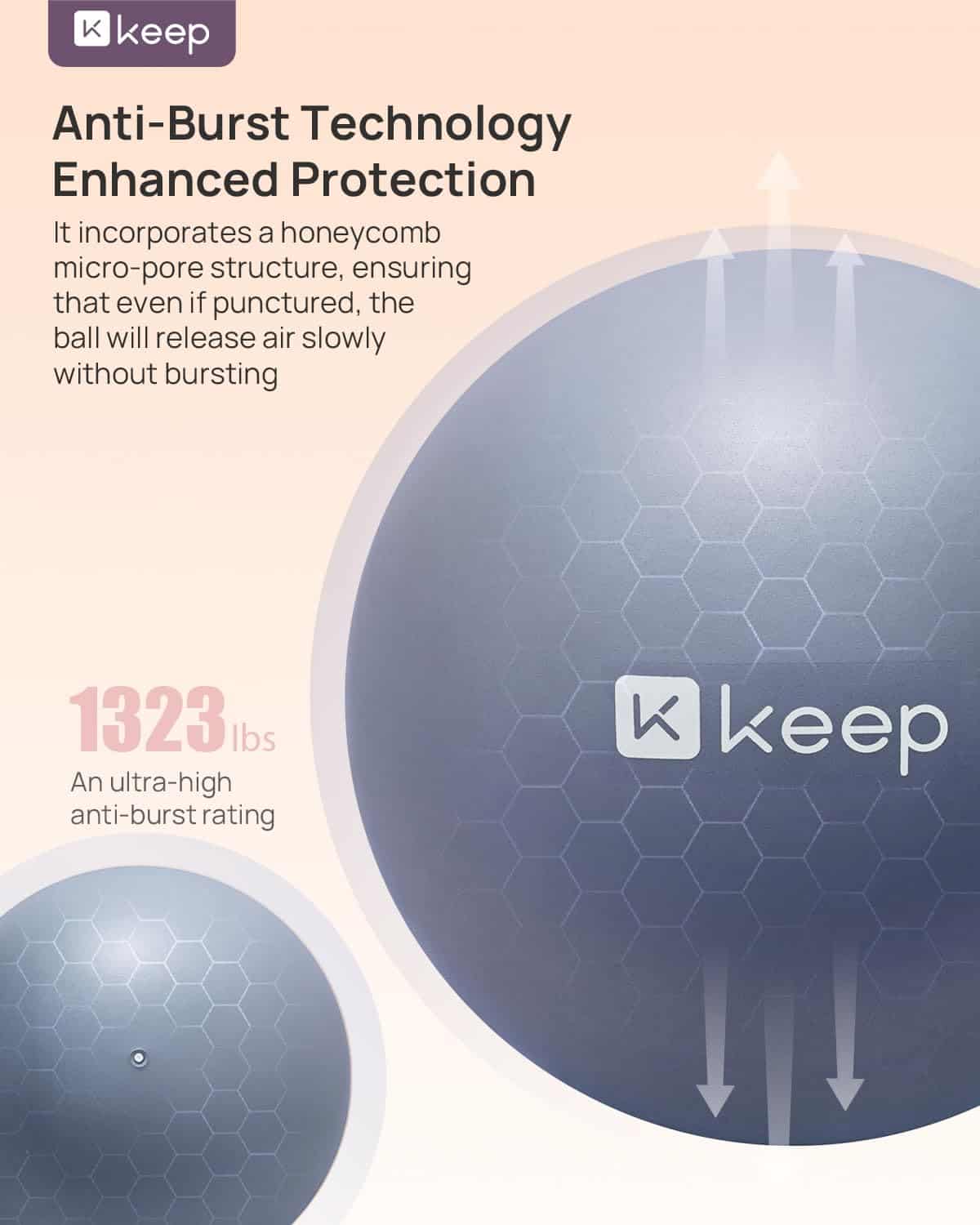Pelota de Ejercicio Anti-Reventones KEEP, -Azul - Imagen 3