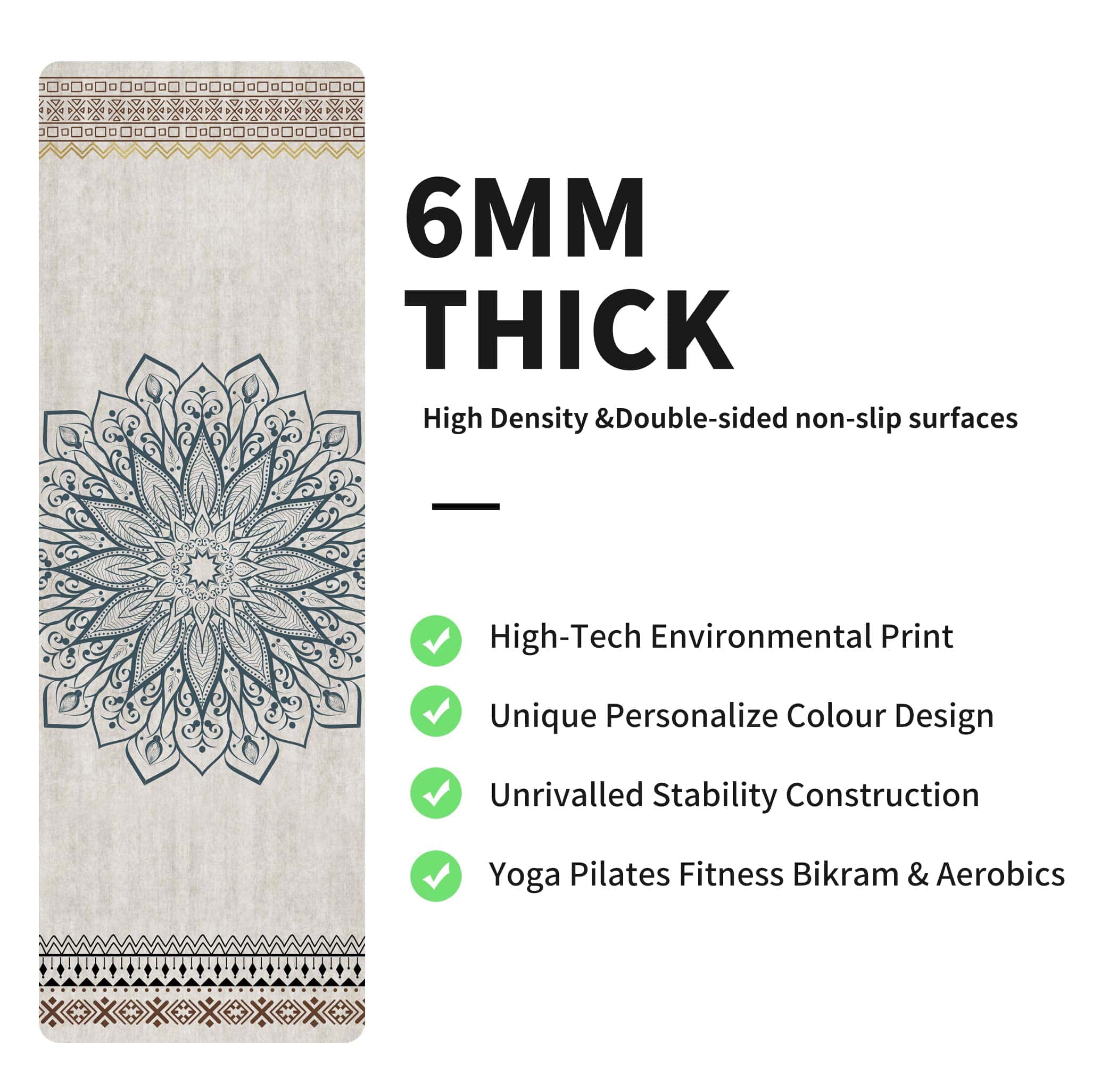 Tapete de Yoga estampado extra grueso nuveti TPE - de suelo - Imagen 5