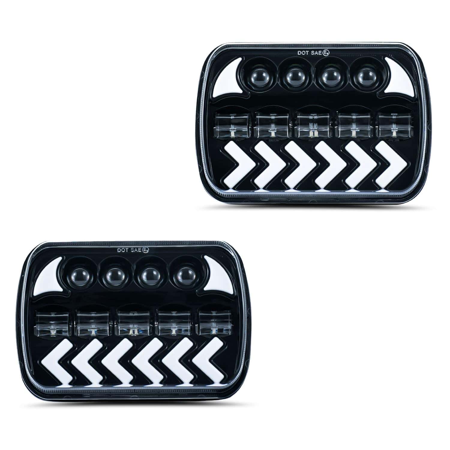 Faros cuadrados blancos y ámbar de 7" x 6" con luces de