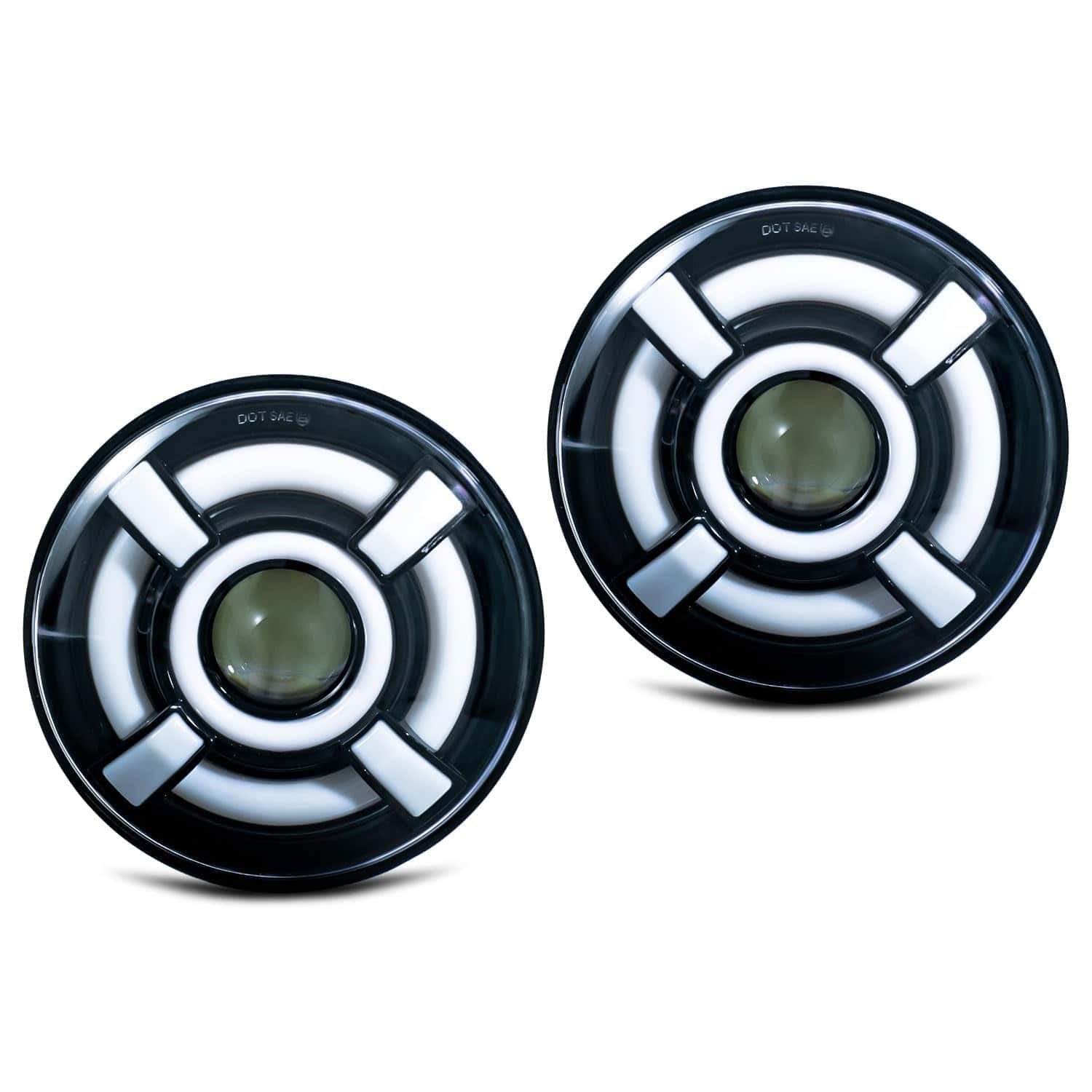 Faros Redondos Blancos y Ámbar con Luz Diurna LED para Jeep