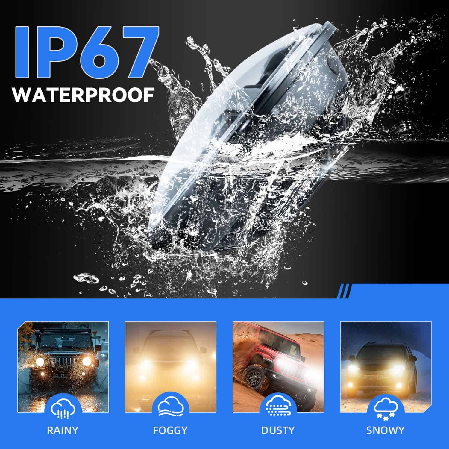 Faros Redondos Blancos y Ámbar con Luz Diurna LED para Jeep - Imagen 7