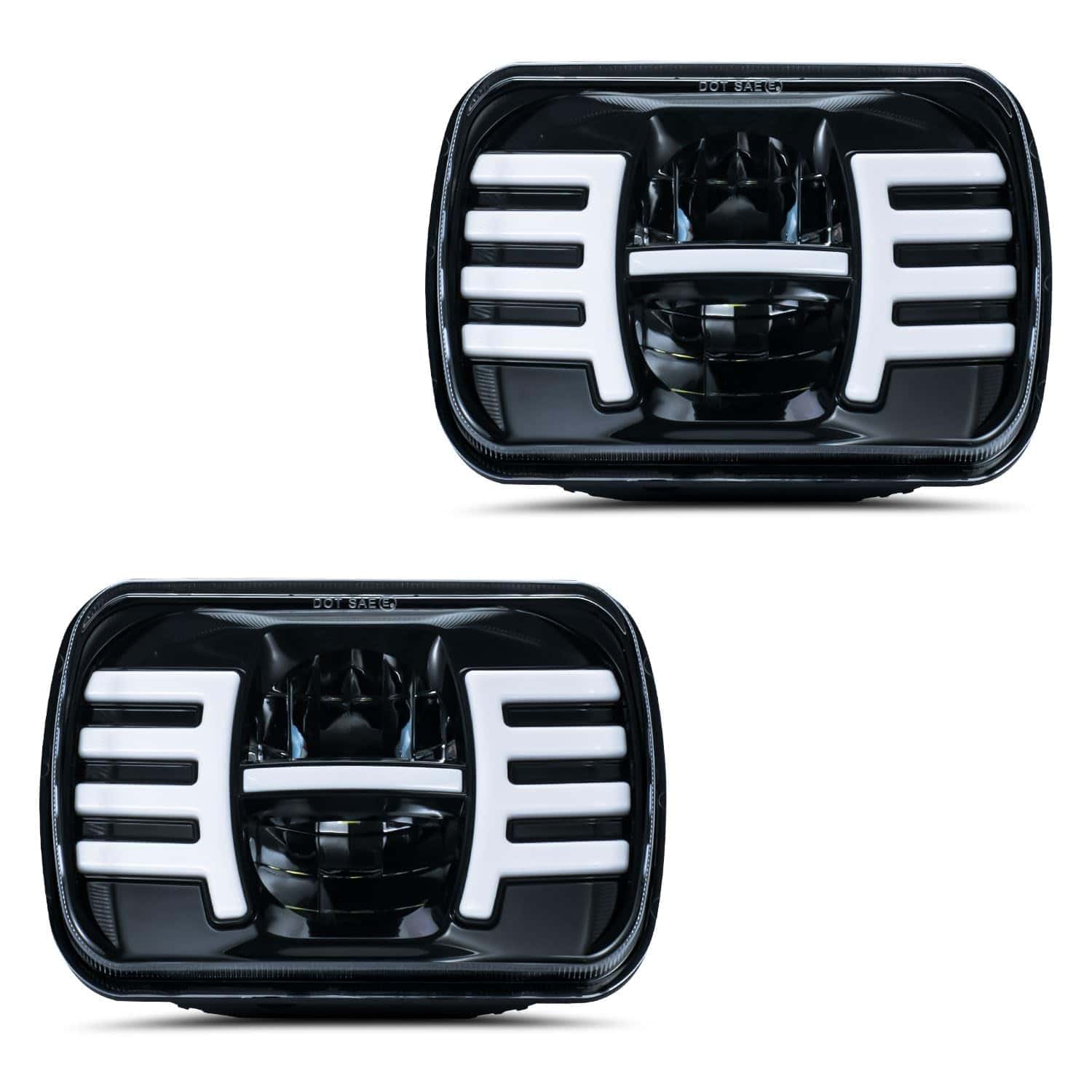 MXSAG 2pcs Faros Cuadrados Blancos y Ámbar 7" X 6" Luces de