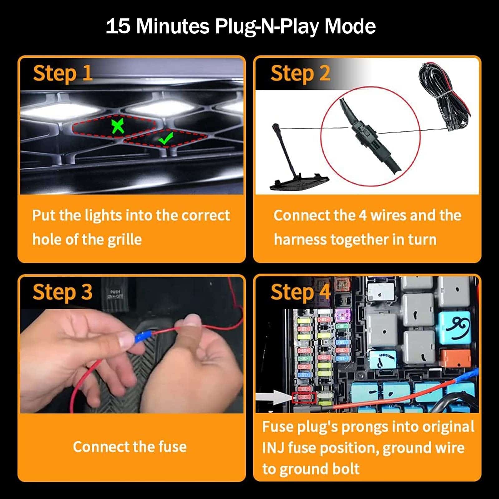 4pcs Luces LED para parrilla 2014-2021 Toyota 4Runner TRD - Imagen 8