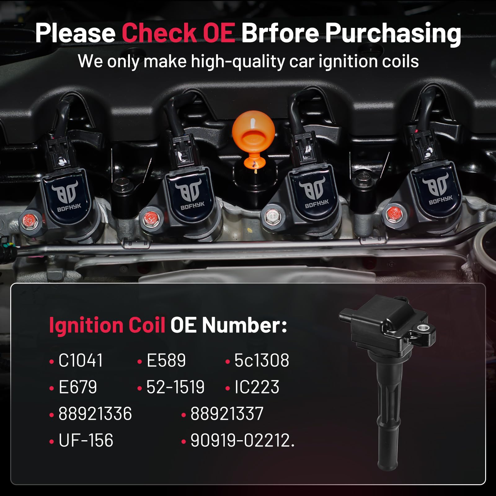 Paquete de Bobinas de Encendido BDFHYK -919-02212 - Imagen 4